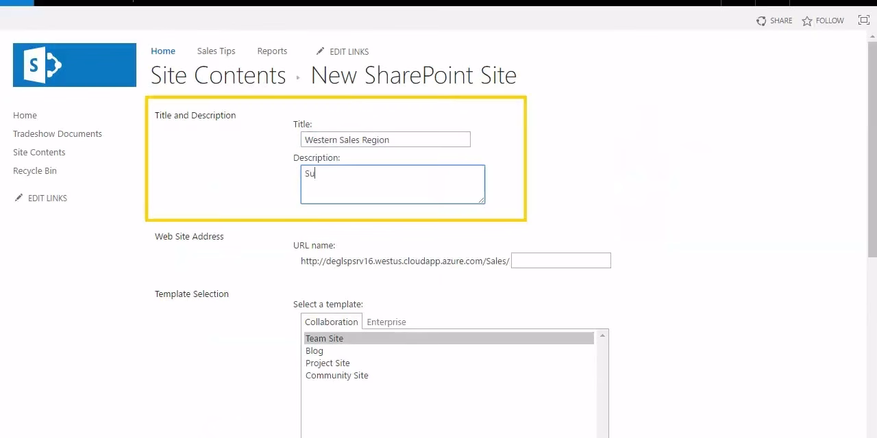 Creating a SharePoint Site/Subsite